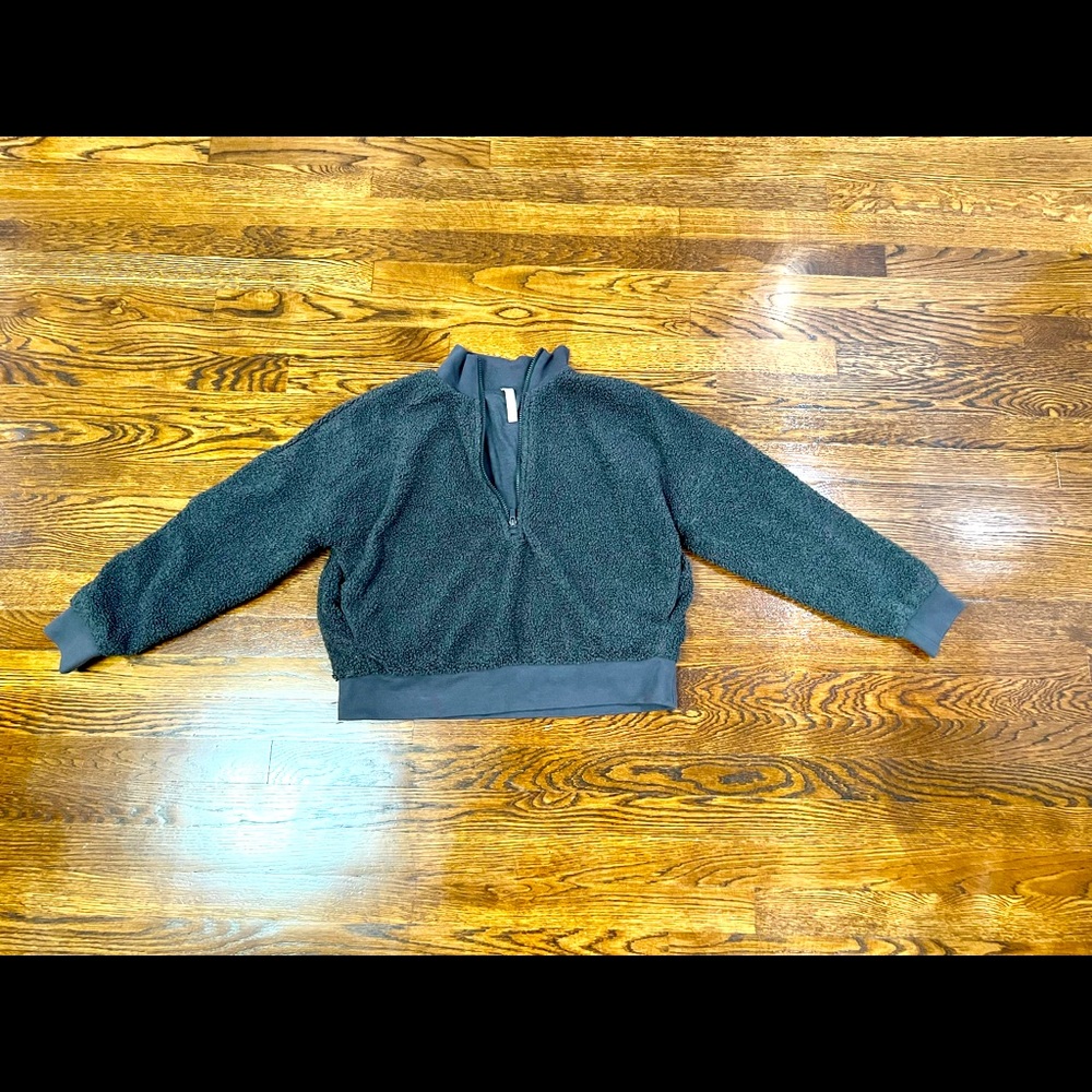 Quarter Zip Cropped Teddy Jacket